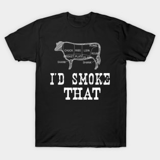 Funny Barbeque Gift I'd Smoke That Cow BBQ Grill Chef Gifts T-Shirt